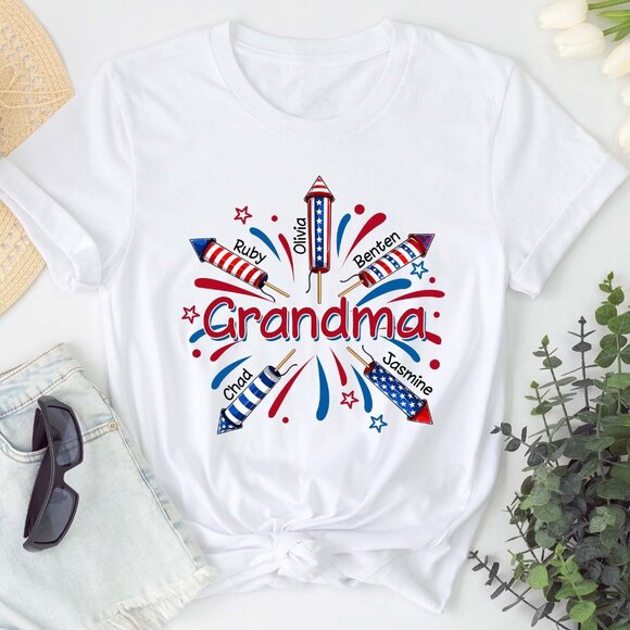 Personalized 4th Of July Grandma, Custom 4th of July Firecrackers Shirts - Picture 1 of 3